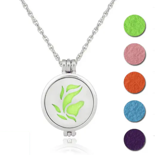Lotus Essential Oil Diffuser Necklace Stainless Steel Locket Pendant with  24