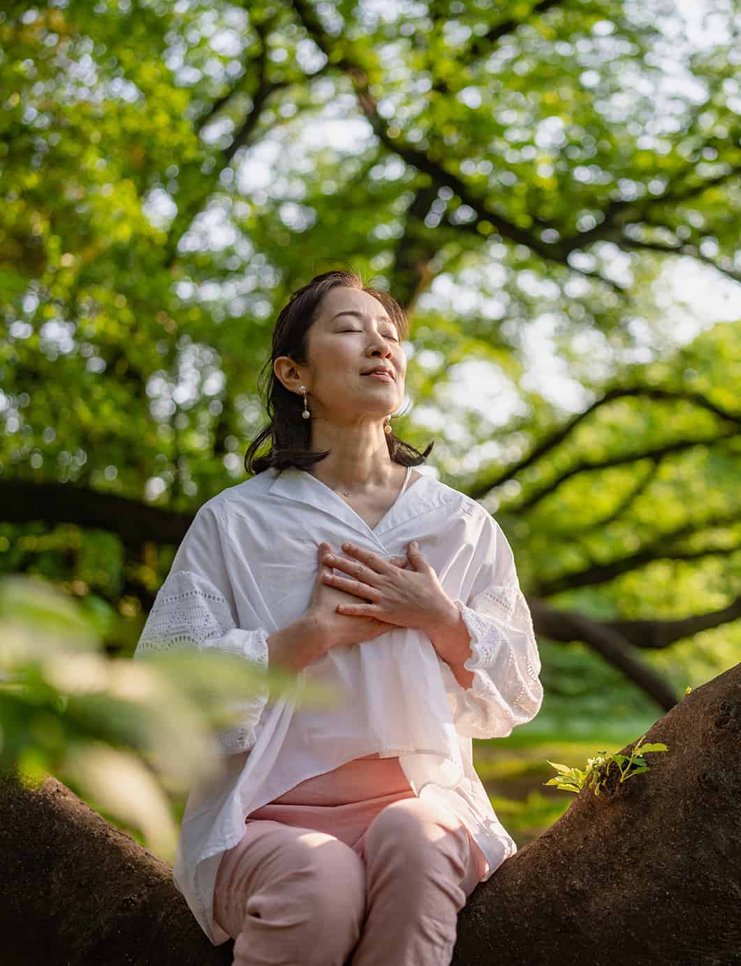 Woman Meditating Nature